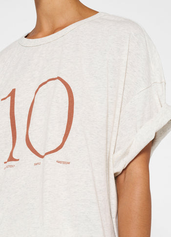 dropped shoulder tee | soft white melee