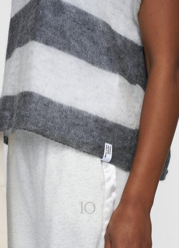 thin knit tee | antra melee/white grey melee