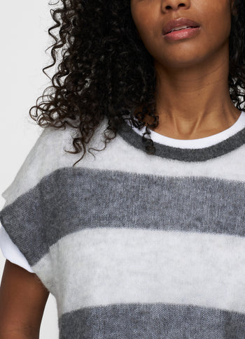 thin knit tee | antra melee/white grey melee