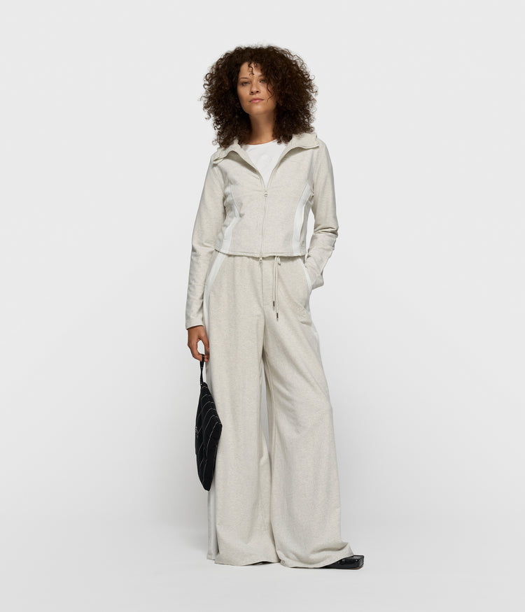 super wide leg jogger | soft white melee
