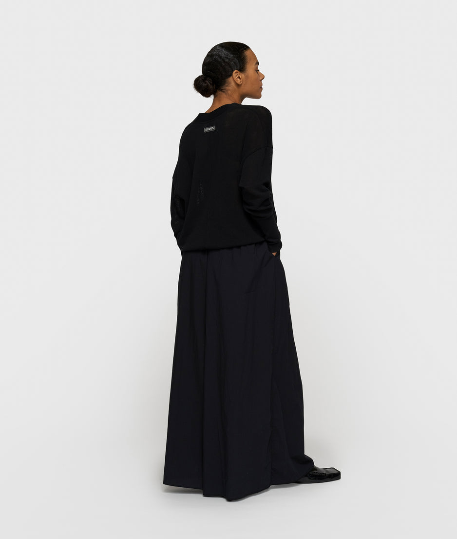 wide pants poplin | black