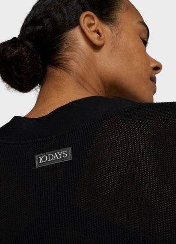 v-neck cardigan mesh | black