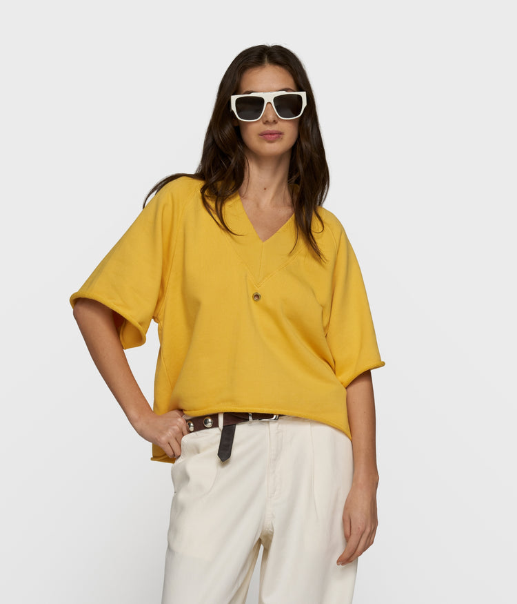 short sleeve sweater v-neck | mango