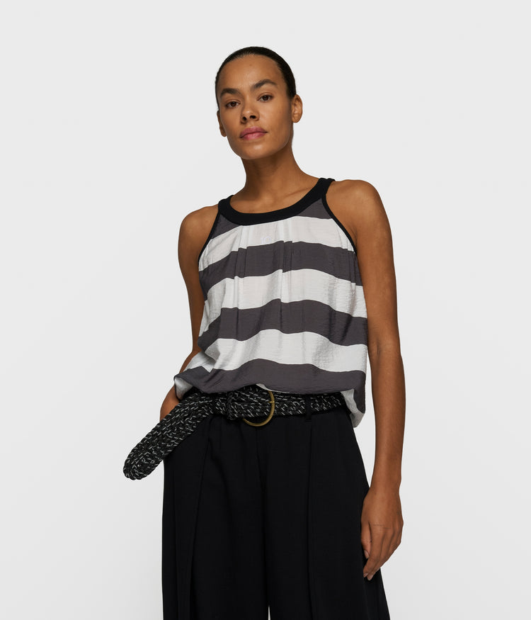 halter top stripes | white/brownish grey