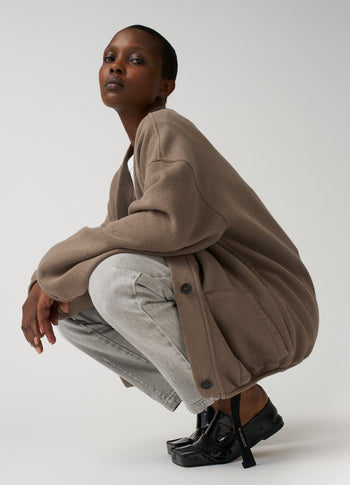 baseball cardigan fleece | moonrock