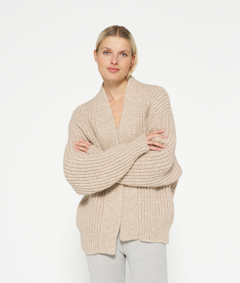 chunky knit cardigan | sepia melee