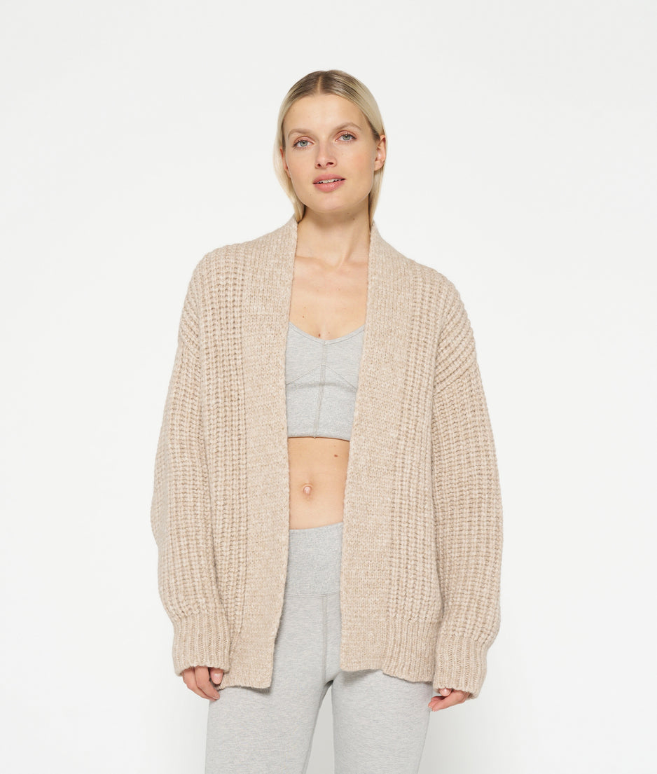 chunky knit cardigan | sepia melee