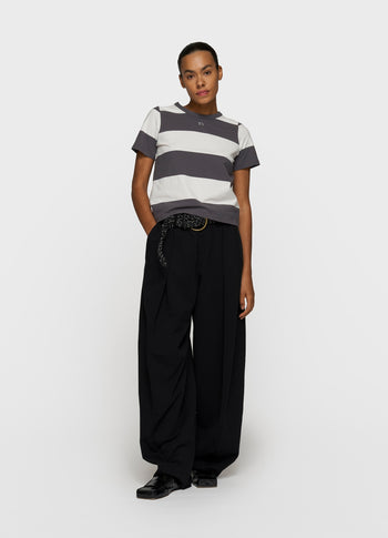 petite tee stripes | white/brownish grey