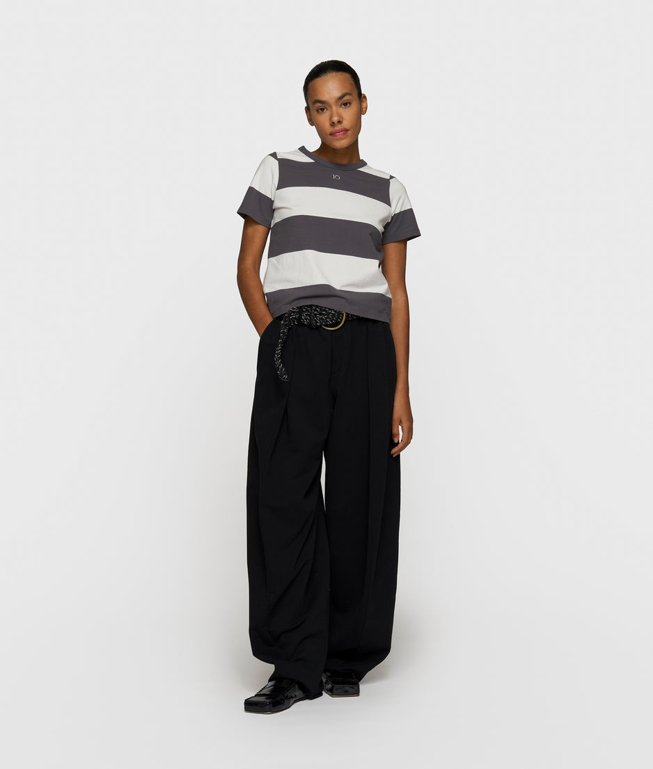petite tee stripes | white/brownish grey