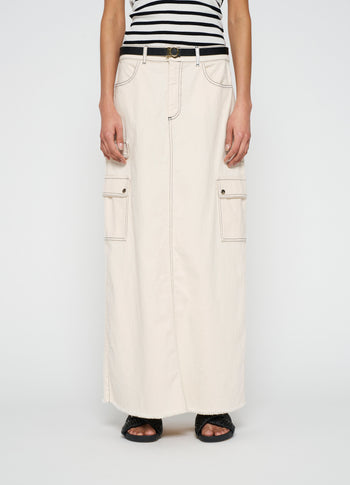 slub twill skirt | ecru