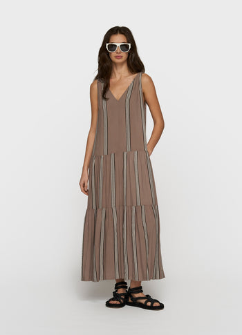 flowy maxi dress stripes | moonrock