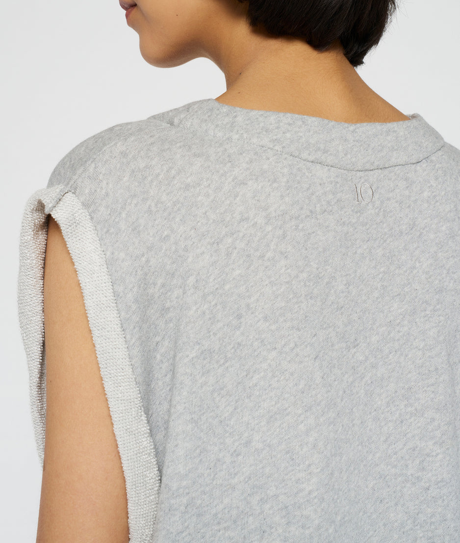 v-neck top fleece | light grey melee