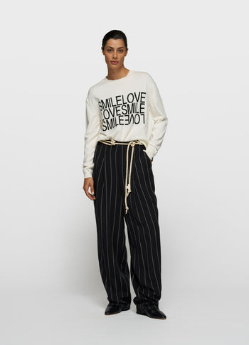smile love knit sweater | ecru