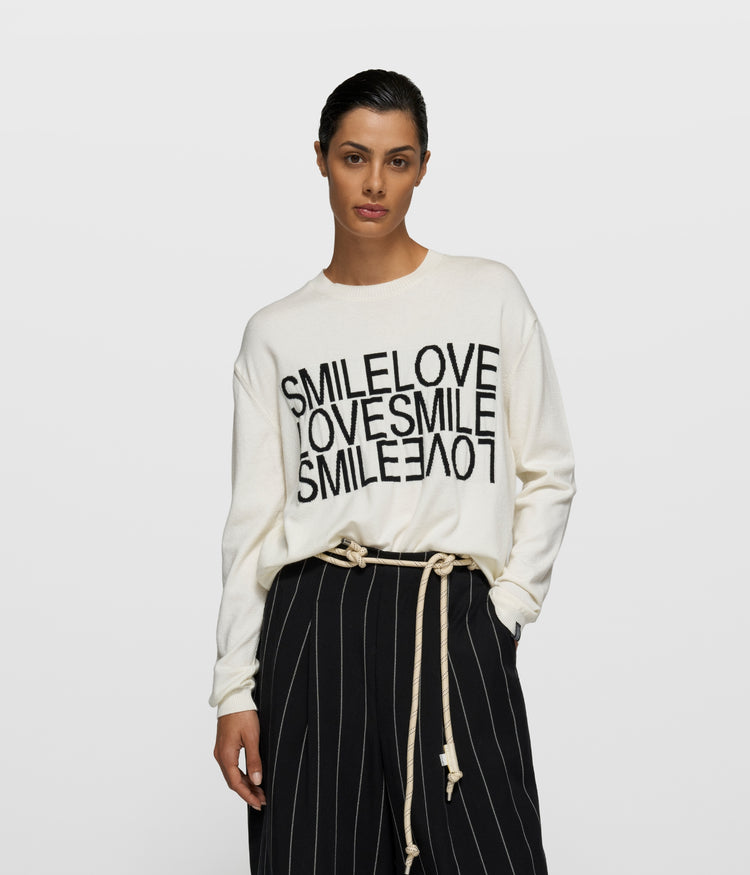 smile love knit sweater | ecru
