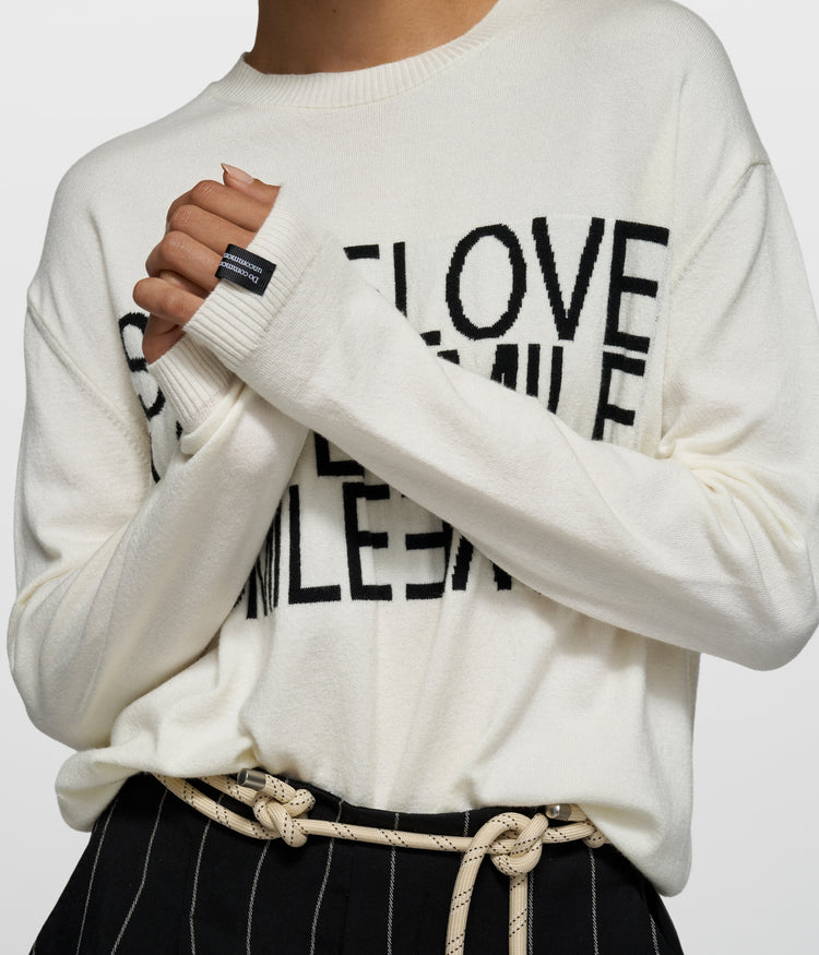 smile love knit sweater | ecru