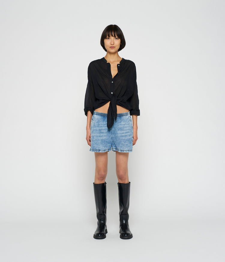 cropped knot blouse | black
