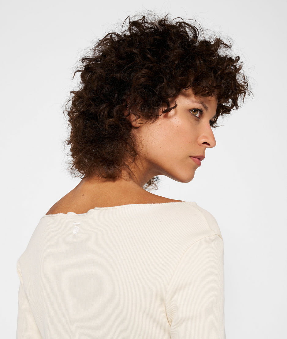 soft rib boatneck tee | cream