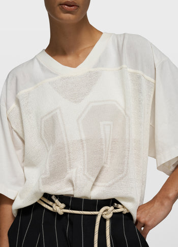mesh baseball tee | ecru