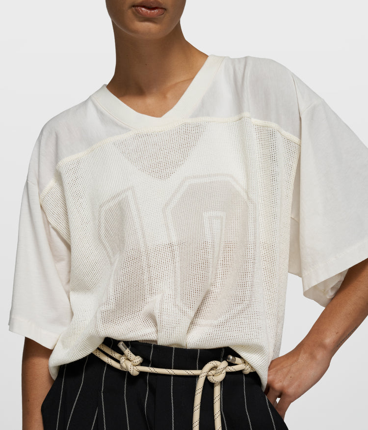 mesh baseball tee | ecru