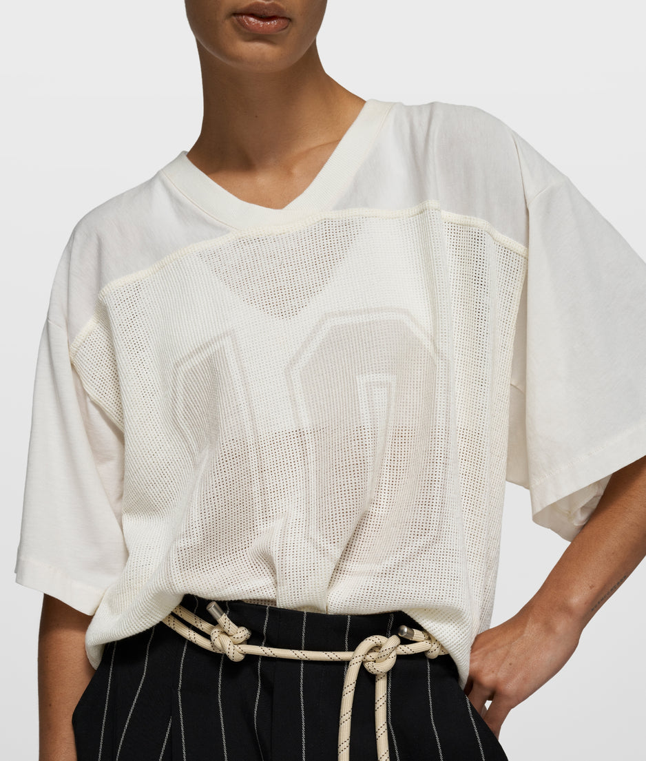 mesh baseball tee | ecru