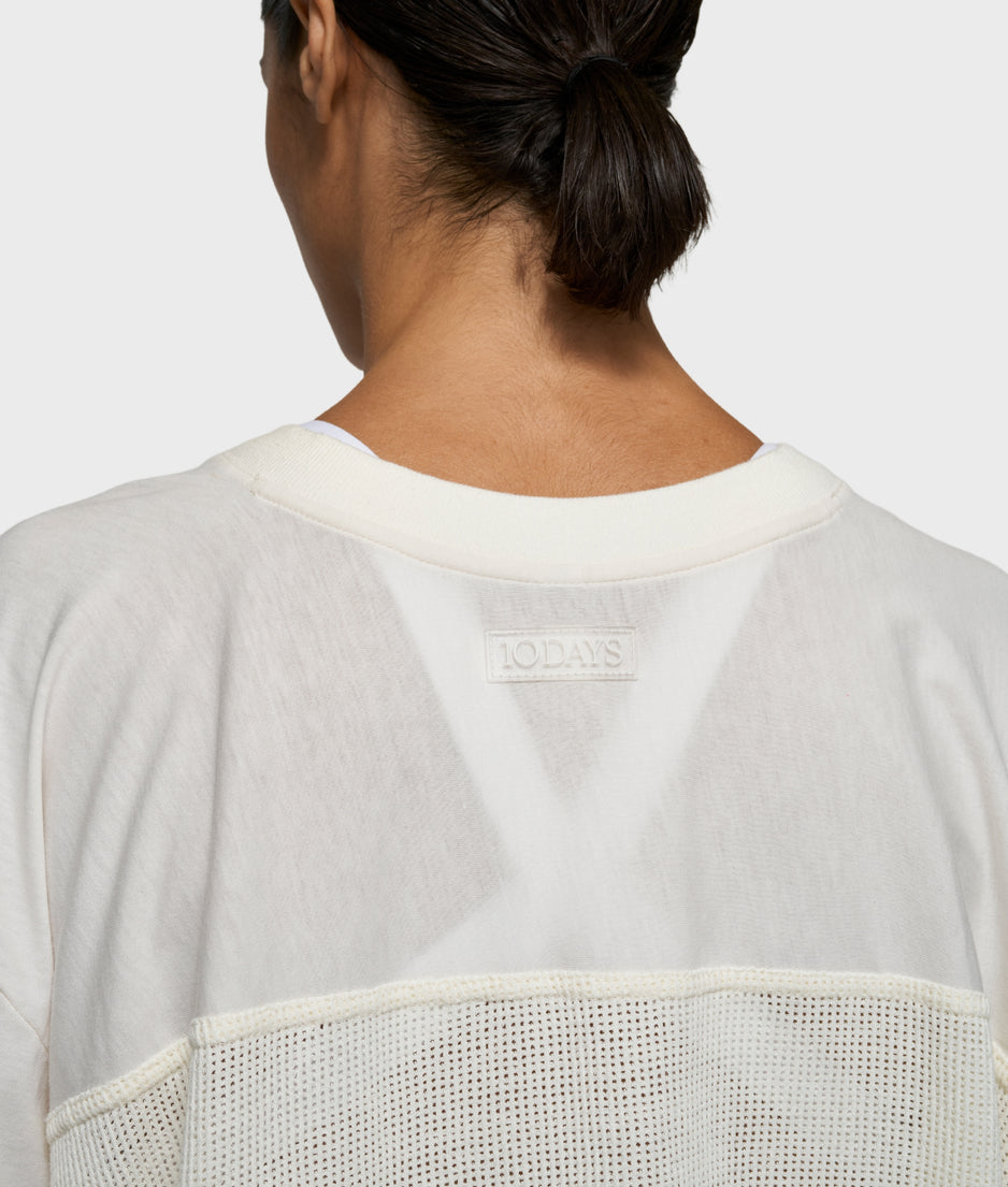 mesh baseball tee | ecru