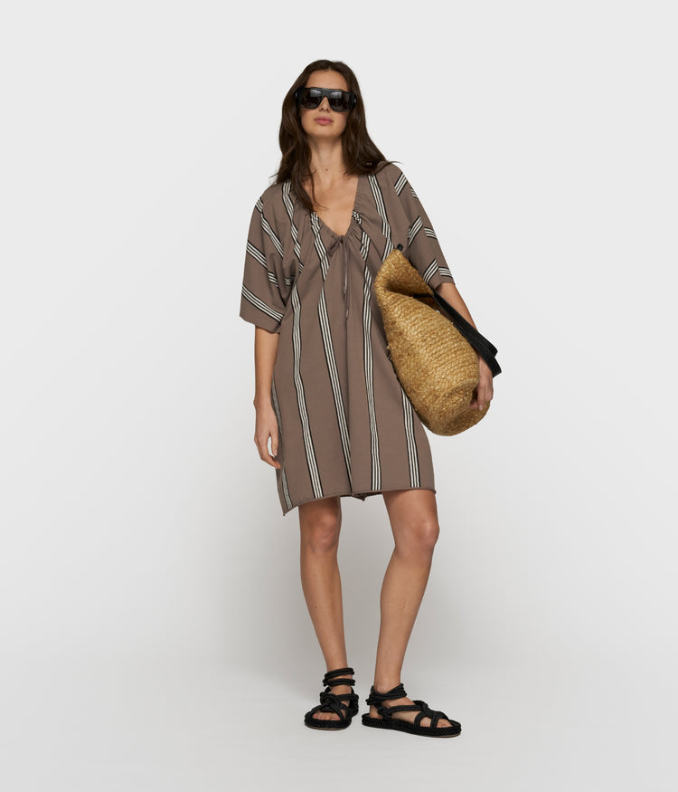 fleece tunic stripes | moonrock