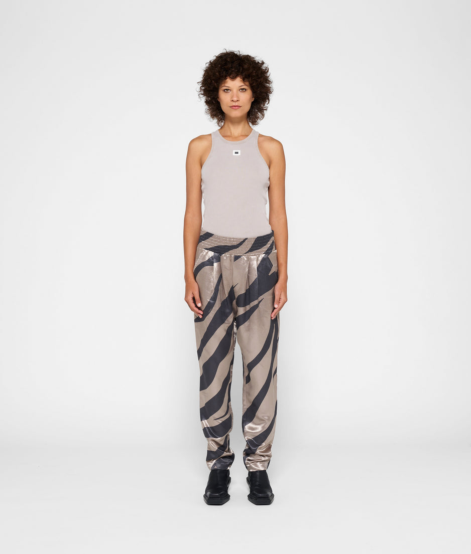 satin pants zebra | warm taupe