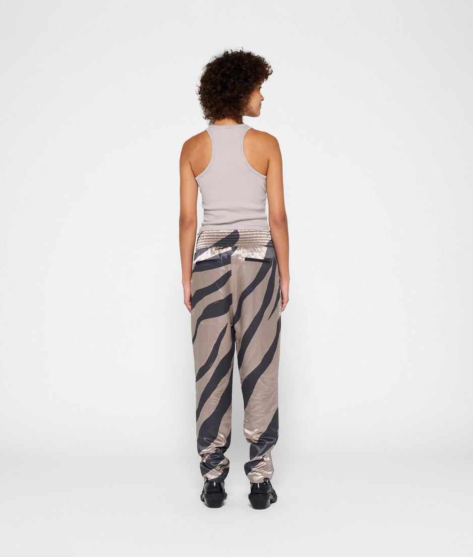 satin pants zebra | warm taupe