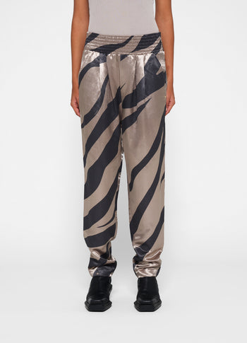 satin pants zebra | warm taupe