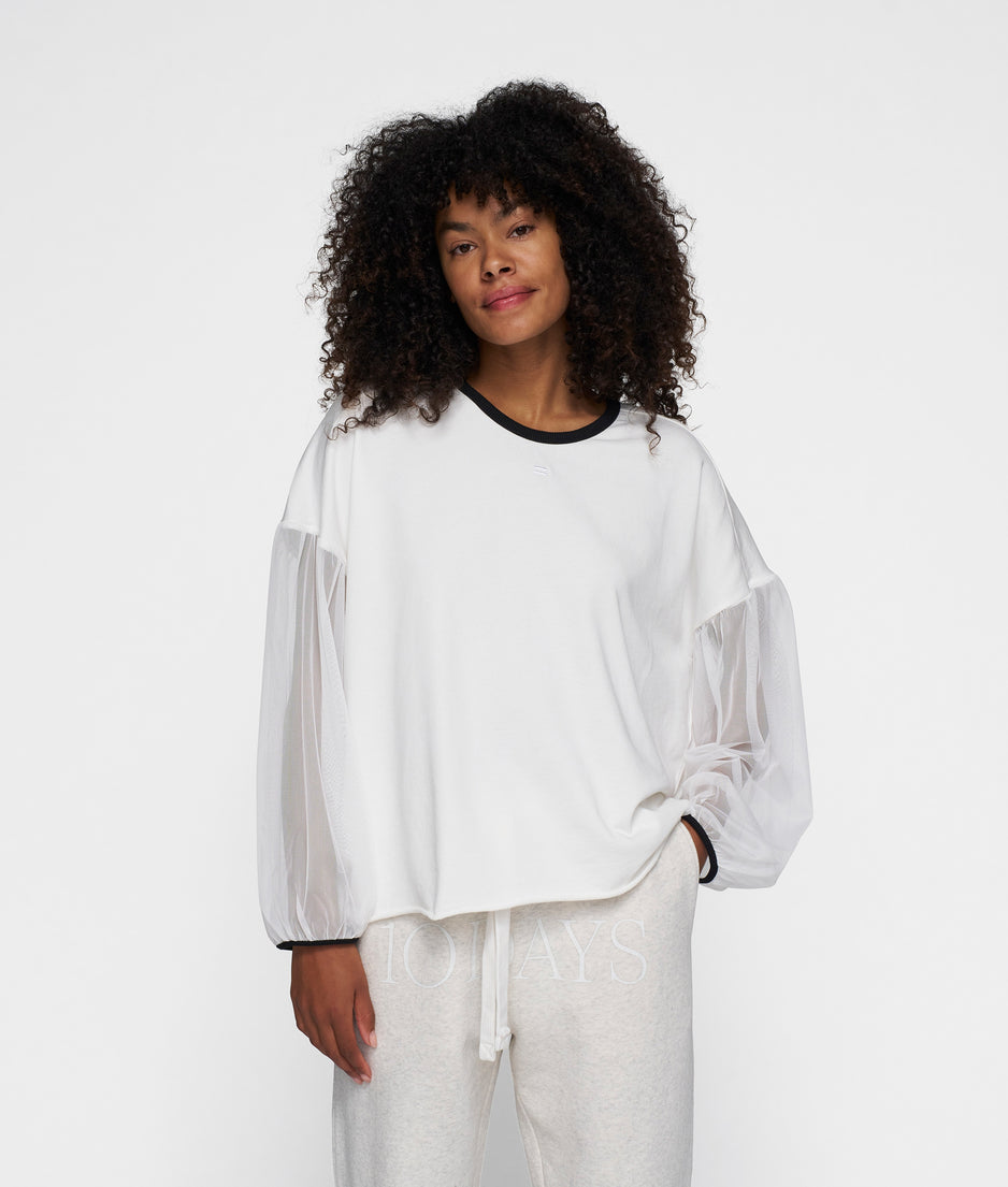 soft sweater tulle sleeves | ecru