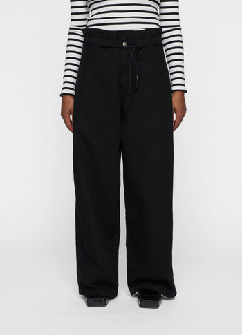 paperbag wide leg pants | black