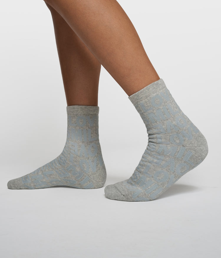 socks all-over smile love | light grey melee