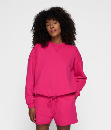 cord sweater | neon pink