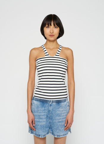 sporty wrapper stripe | ecru/black