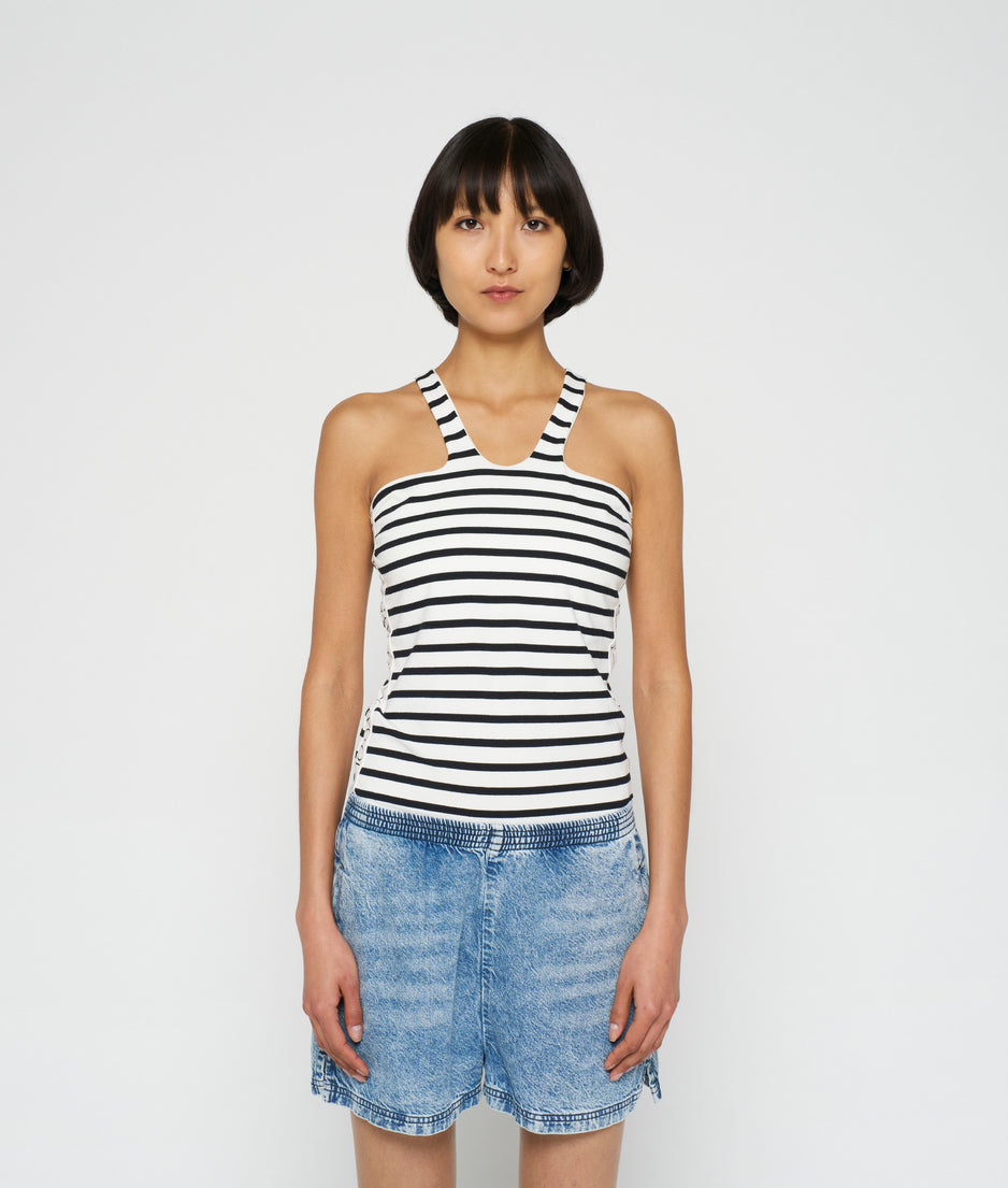 sporty wrapper stripe | ecru/black