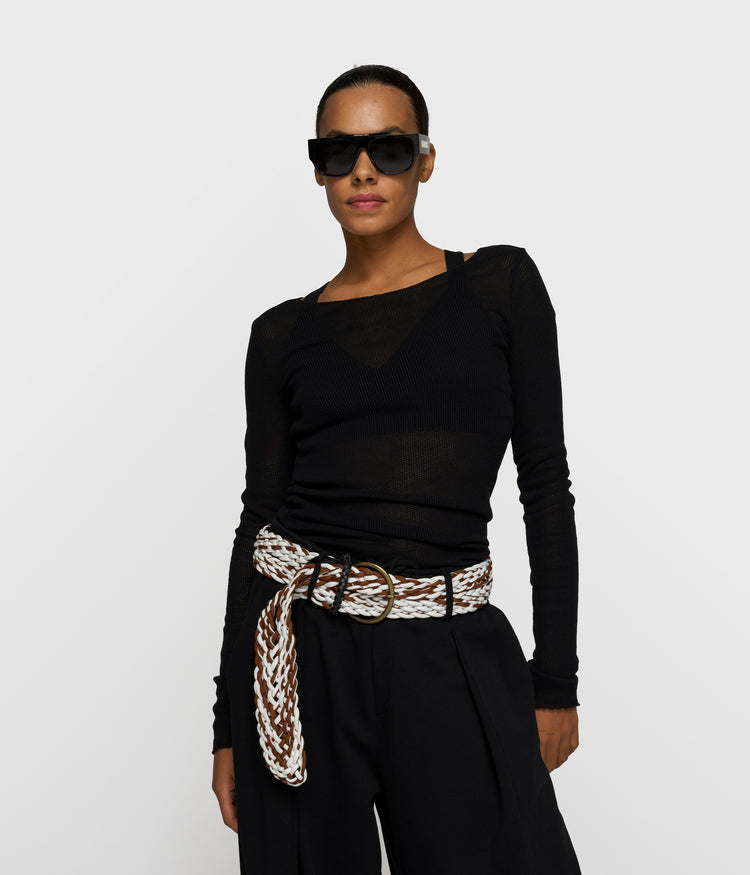 long sleeve tee mesh | black