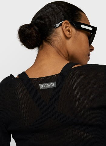 long sleeve tee mesh | black