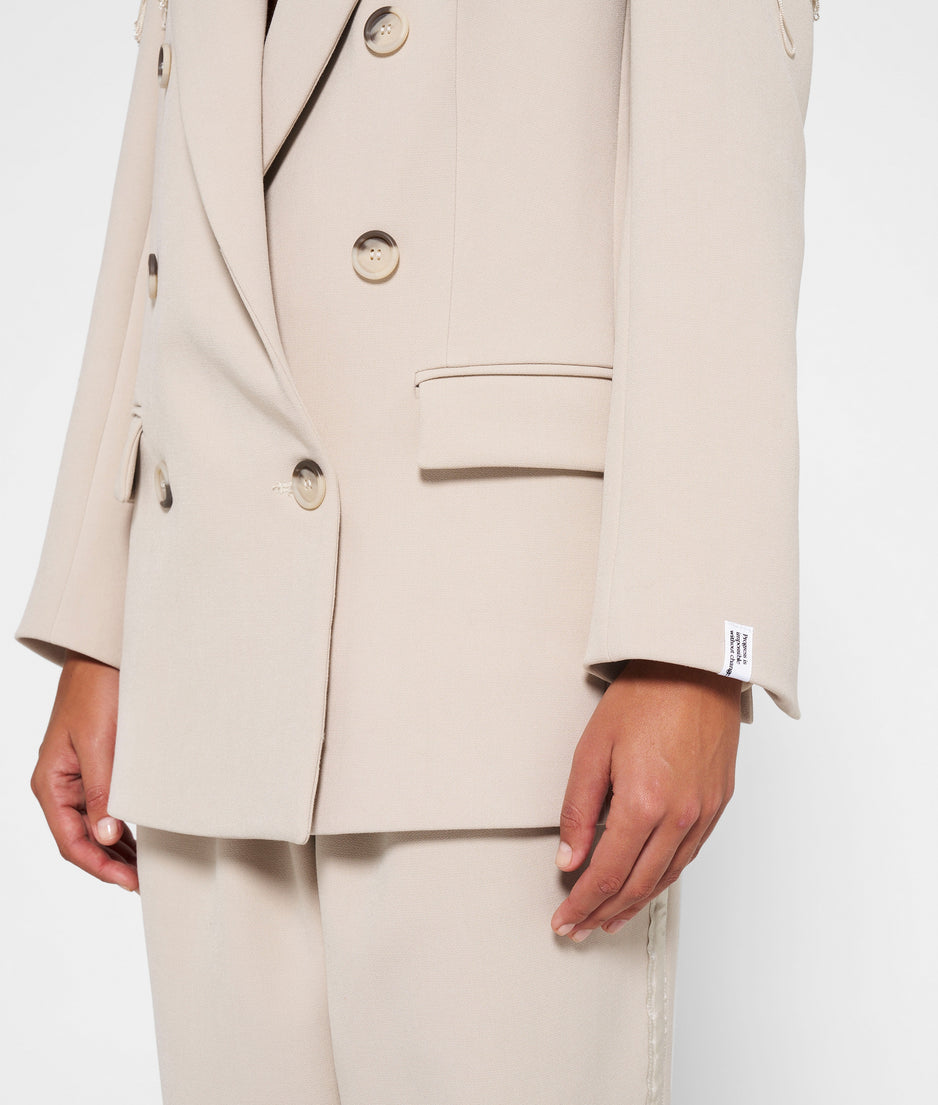 crepe blazer fringe | light safari