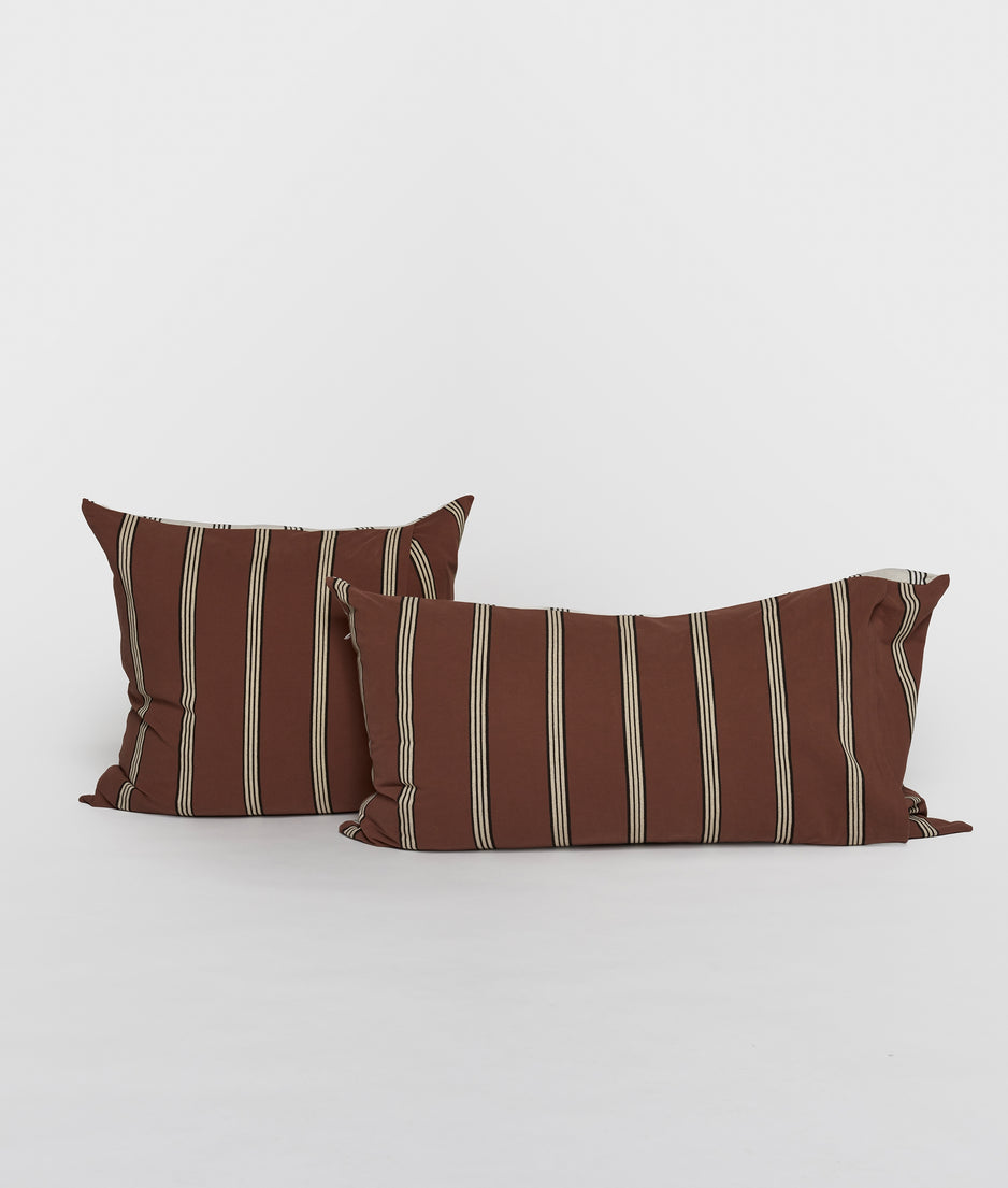 square pillow stripes | soft white melee