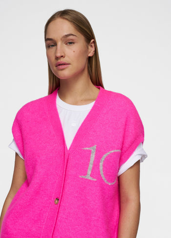knit gilet | neon pink
