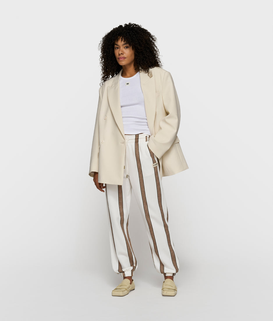mid jogger stripes | ecru