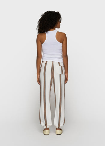 mid jogger stripes | ecru