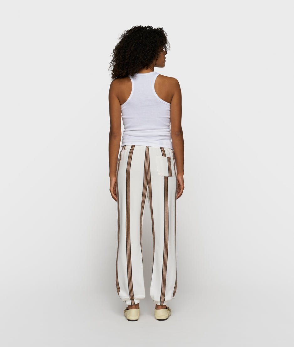 mid jogger stripes | ecru