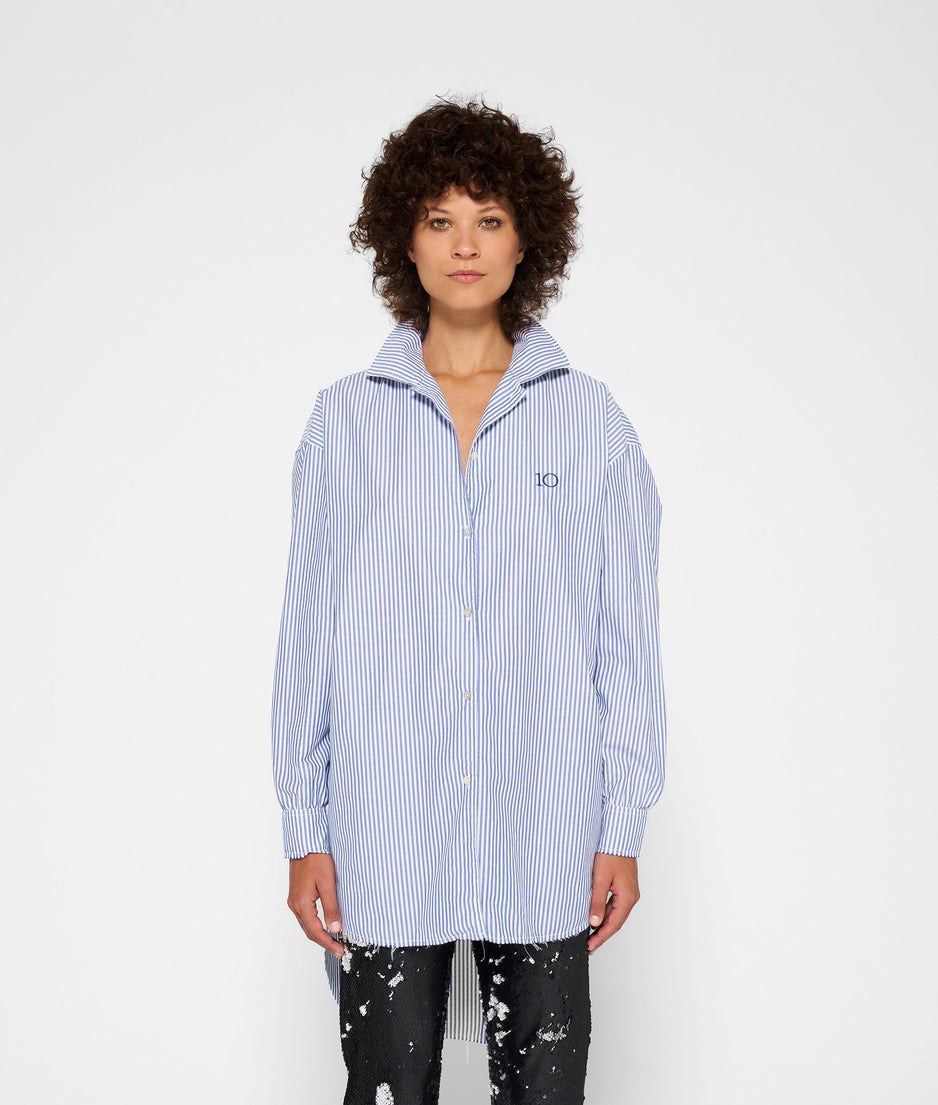 oversized shirt stripes | white/blue
