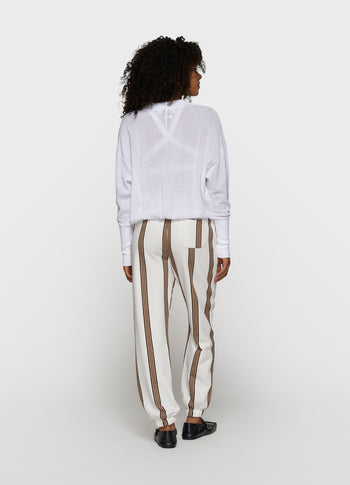 v-neck cardigan mesh | white