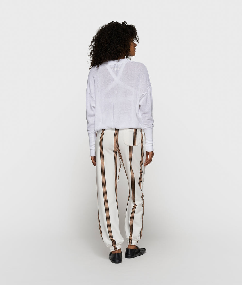 v-neck cardigan mesh | white