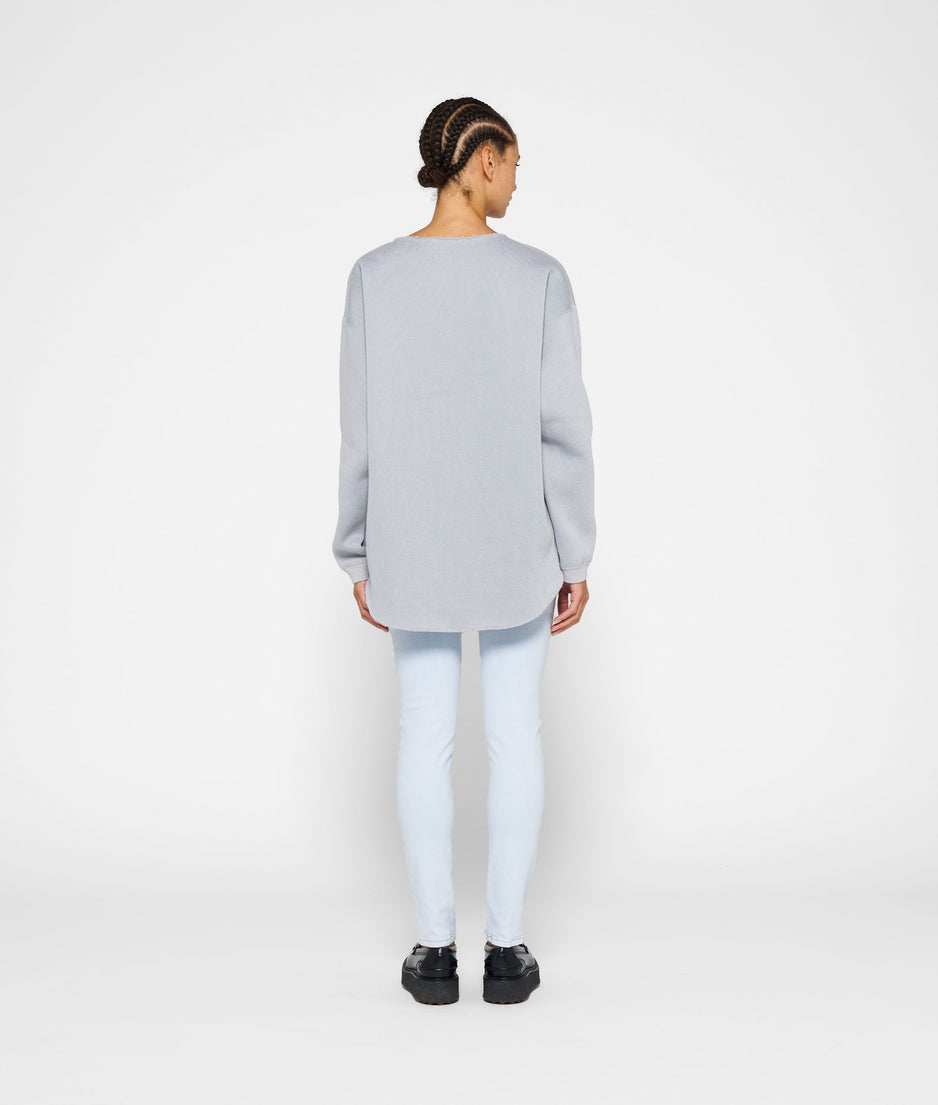 raw edge statement sweater | storm blue