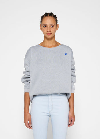 raw edge statement sweater | storm blue