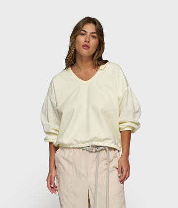 puffed sleeve sweater | faded pastel yellow