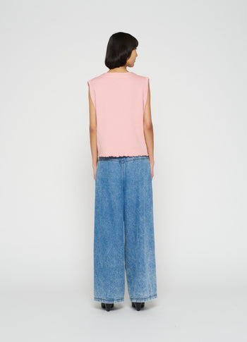 v-neck top fleece | dusty peach